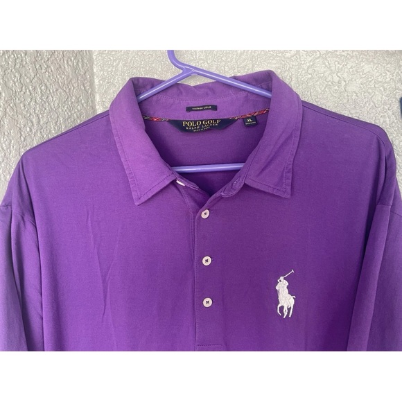 Ralph Lauren Polo Golf Vintage Lisle Short Sleeve Shirt Mens XL Purple - Picture 7 of 11